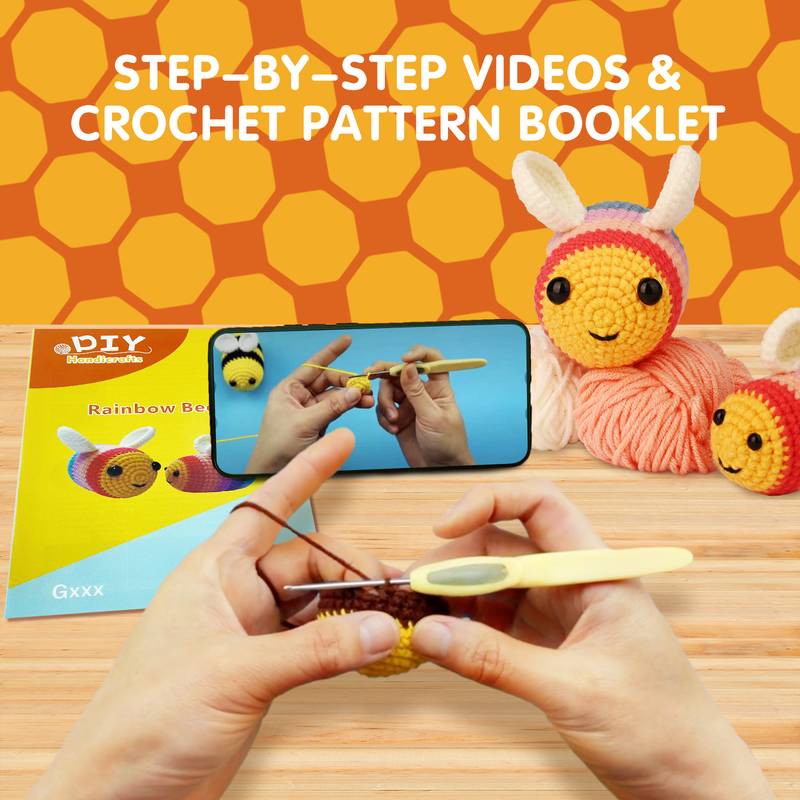 Crochet Kit For Beginners Beginner Rainbow Bee Crochet Kit - Temu